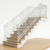 Rampe d'escalier en acier galvanisé au design moderne, anti-corrosion, fixation au sol avec garantie de 5 ans, garde-corps extérieur