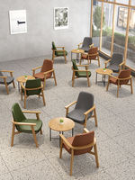 Mobili in Legno Massello per Area Lounge Caffè Nordico, Negoziazione, Relax, Libreria, Bar, Catering, Negozio di Dolci, Negozio di Tè al Latte: Divano, Tavolo, Sedia