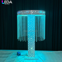 LEDA Centre de table de luxe pour événements et mariages, ornement en métal argenté « Ciel étoilé », rideau de perles de cristal