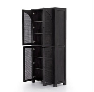 Gabinete de salón de ratán de madera maciza con acento de 4 puertas de diseño alto de 86 pulgadas de la mejor calidad, colección elegante para el hogar a precio mayorista - Product Image 2