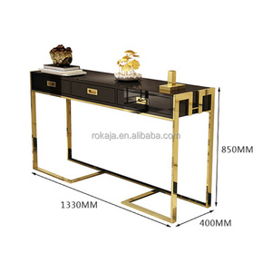 Vendita calda in legno <span class=keywords><strong>consolle</strong></span> da tavolo di lusso Villa <span class=keywords><strong>corridoio</strong></span> oro telaio in acciaio inossidabile tavolo d'ingresso Hotel sala d'ingresso Console tavoli - Product Image 6