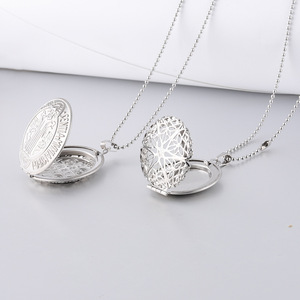 Bellezza rotonda con diffusore di memoria in argento cavo in acciaio inox medaglietti galleggianti cornice per foto ciondoli collana - Product Image 3