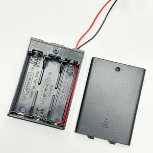 工場価格3xAAバッテリーボックスホルダー3AAバッテリーホルダーケース、プラスチックカバースイッチおよびJST PH2.02ピンコネクタケーブル付き