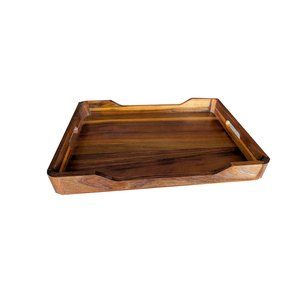 Bandeja de Servir de Madera de Acacia con Asas, Bandeja Decorativa Rectangular para Otomanas, Bandeja Grande para Comida y Bebidas para el Desayuno en la Cama - Product Image 1