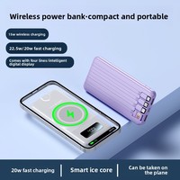 Batterie externe portable sans fil et filaire à charge rapide 20W avec 4 câbles, grande capacité, à aspiration magnétique, YM-1127, batterie lithium-ion