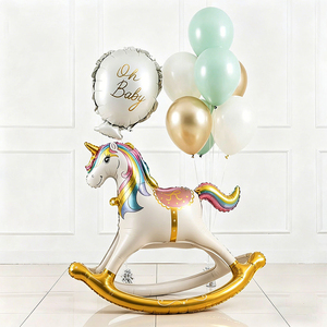Ballons gonflables en forme d'animaux chevaux à bascule, ballons en aluminium pour décoration de fête prénatale, impression 3D, décoration de fête - Product Image 2