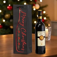 Sac en papier laminé personnalisé avec poignée en corde, estampé à chaud or, résistant à l'humidité, pour emballage de bouteilles de vin et de boissons, vente en gros