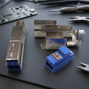 Ariba Technology <b>USB</b> 3.0 Type <b>B</b> Male Connector Solder Mounting Vertical Tin Contact Finish (Brass/Phosphor Bronze) PBT Housing - Product Image 2