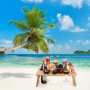 Wooden Folding <b>Picnic</b> <b>Table</b> Tray 16.9 X 12.6 Inches Outdoor <b>Portable</b> Beach Barbecue <b>Table</b> With Cup Holders - Product Image 4