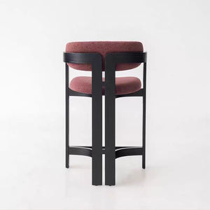Sgabello da Bar in Legno Massello di Frassino Nero, Design Moderno e Lussuoso Italiano, con Schienale e Poggiapiedi per Isola <span class=keywords><strong>Cucina</strong></span> e Bar Domestico, Australia - Product Image 5