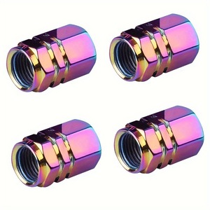 Tapas de válvula de aleación de aluminio coloridas, hexagonales iridiscentes para automóviles y motocicletas, válvula sin cámara de acero inoxidable - Product Image 3
