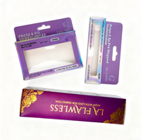 Boîte d'emballage personnalisée pour faux cils et lentilles de contact colorées, avec lamination brillante, auto-érectible, recyclable et doublée d'éponge, quatre couleurs