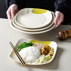 Platos cuadrados de melamina para restaurantes, hoteles, comedores, imitación de porcelana, vajilla de comida rápida con diseño de plantas - Product Image 1