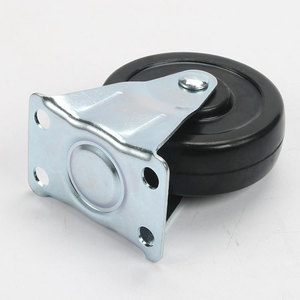 3 Inch Fixed Solid Rubber Caster Wheel Firm Tread Bolt Hole Mount For Furniture And Carts - Product Image 2