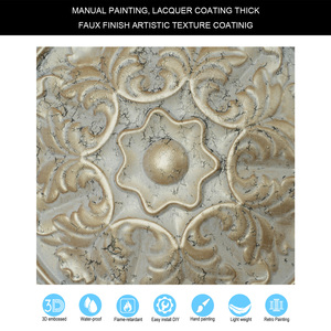 Gạch Trần treo, bảng điều khiển Tường Nội Thất dập nổi, (24 "x 24" PVC) cho nhà công cộng pl83 đau khổ nứt Vàng sâm banh - Product Image 3