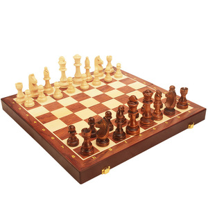 Jeu d'échecs magnétique en bois massif pliable de haute qualité, directement de l'usine, avec plateau de 39x39 cm et pièces de 11 cm de hauteur - Product Image 5