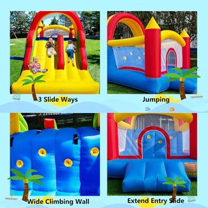 Inflatables Manufacturer 3 in 1 Kids Inflatable <b>Trampoline</b> Rainbow Jumping Castle Kids Backyard Playgrounds with Air Blower - Product Image 4