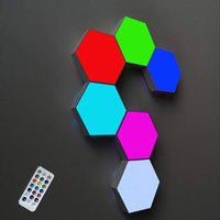 Lampu Malam LED Pintar RGB Led Segi Enam, Lampu Dinding Dekoratif Sensitif Sentuhan Magnetik DIY Quantum Honeycomb