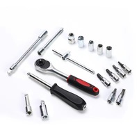 Jeu de douilles à cliquet en acier au carbone traité thermiquement OEM 46 pièces, 1/4 pouce, avec coffret soufflé pour la réparation automobile