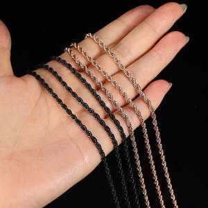 패션 간단한 3mm 4mm 5mm 6mm 힙합 골드 도금 스테인레스 스틸 트위스트 로프 체인 초커 목걸이 남성용 선물 - Product Image 4
