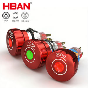 مفاتيح ضغط معدنية مقاومة للماء من نوع HBAN 1NO 1NC، زر توقف طارئ بتصميم فطر، متوفر بأحجام 16 مم و19 مم و22 مم - Product Image 4