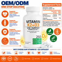 Kapsul Softgel Vitamin K2 D3 Label Pribadi OEM 60 Kapsul Suplemen Diet Dewasa Umur Simpan 24 Bulan Dosis Dapat Disesuaikan