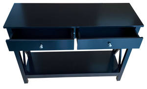 Mesa Consola de Madera, Mesa Auxiliar con Dos Cajones y Estante, Mesa Lateral de Madera con 2 Cajones para Sala de Estar - Product Image 4