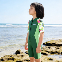 Combinaison de plongée en néoprène pour bébé et enfant, avec logo personnalisé vert, fermeture éclair sur le devant, shorty, pour la natation, le surf, la plage et les sports nautiques