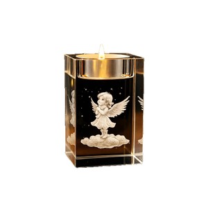 Ornamenti Natalizi Serie Angelo Inciso su Cristallo, Decorazioni Ecologiche e Durevoli per la Casa, Ideali per Cene a Lume di Candela - Product Image 1