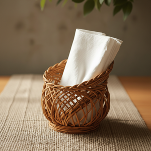 Soporte de caja de pañuelos de ratán estilo bohemio perfecto para diseños interiores en capas con texturas orgánicas cálidas - Product Image 1