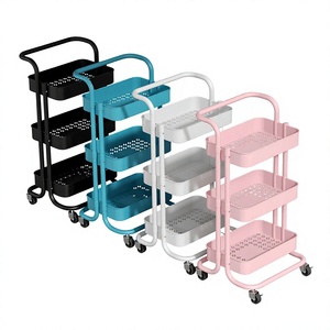 Carrito de Belleza Rodante de Acero Inoxidable Ecológico de 3 Niveles y 5 Colores X-M - Carrito de Almacenamiento con 4 Ruedas Silenciosas para Hotel y Salón de Belleza - Product Image 3