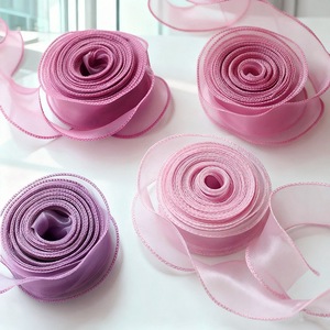 Cinta de organza transparente con volantes, delicada decoración de tela para arreglos florales y cajas de regalo - Product Image 6