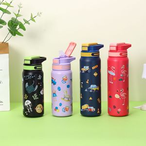 New 316 Stainless Steel Vacuum Thermos Cup Large Capacity 600ml 800ml Gradient Color Portable Handle <strong>Drinking</strong> Water <strong>Bottle</strong> - Product Image 1
