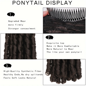 Cola de caballo Retro sintética <span class=keywords><strong>con</strong></span> peine Princesa Europea Curly Puff Cola de caballo Clip en cola de cabello Extensión de cabello falso natural - Product Image 4