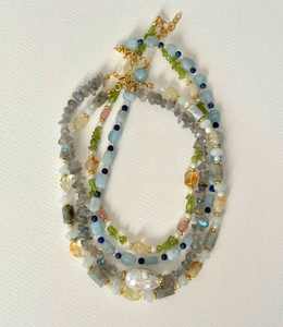 Collier personnalisé en pierres précieuses colorées, perles de péridot, citrine, quartz rose, collier perlé, bijoux de guérison tendance, fournisseur de cadeaux - Product Image 1