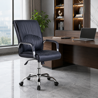Chaise de bureau de direction ergonomique moderne en cuir PU avec accoudoirs chromés, roulettes pivotantes, hauteur réglable - Chaise de patron de luxe