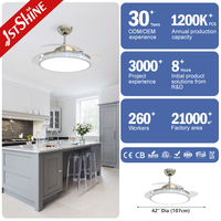 Ventilador de Techo 1stshine Ecológico de Grado Industrial, Personalizable OEM/ODM, Ahorro de Energía, Aspas Retráctiles de Alta Calidad con Luz LED
