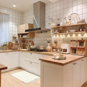 VEYAS CG-008 Meubles de cuisine sur mesure en chêne avec portes métalliques, îlot de rangement de style européen pour maisons modernes - Product Image 2