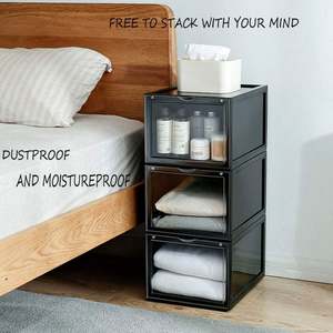 Boîte de rangement pour chaussures en plastique transparent empilable, boîte de rangement pour chaussures à ouverture frontale, boîte de rangement pour chaussures à domicile - Product Image 3