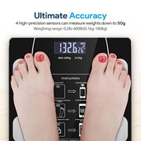 Báscula Digital Multifuncional de Grasa Corporal de 180 kg/396 lb con Aplicación OKOK