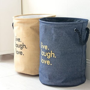 Cesto de Ropa Grande con Asa de Cuero Resistente, Bolsa de Almacenamiento Plegable Redonda de Lino y Algodón Impermeable - Product Image 2