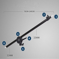 Lengan Penyangga Lampu Soft Box Boom Arm dengan Kantong Pasir, Peralatan Studio Foto, Batang Ekstensi 70-140cm, Dapat Disesuaikan
