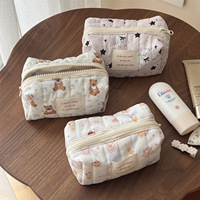 Sac à maquillage et pour téléphone portable avec fermeture éclair, petit sac en forme de bateau, motif animal mignon de dessin animé, rayures verticales matelassées, logo personnalisé