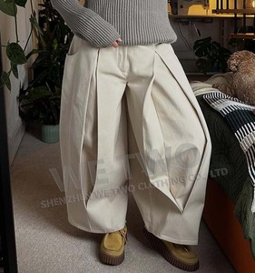 Blank Loose Fit High Waisted Korean Woman Female Trousers Cotton Custom Balloon Track Baggy <strong>Parachute</strong> Pleated Women's <strong>Pant</strong> - Product Image 2