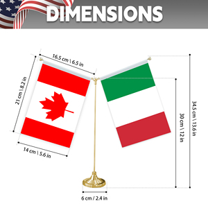 Drapeau de table en forme de Y avec base en métal pour décorations de mini-drapeaux personnalisables (drapeaux <span class=keywords><strong>du</strong></span> Canada et d'<span class=keywords><strong>Italie</strong></span>) - Product Image 2