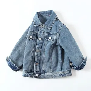 Custom Classic Solid Colour Children Jean Clothing Washed Kids Denim Jacket