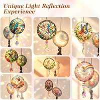 Attrape-soleil rond Art Déco en verre coloré avec gouttes de cristal, personnalisable avec logo OEM/ODM disponible en gros