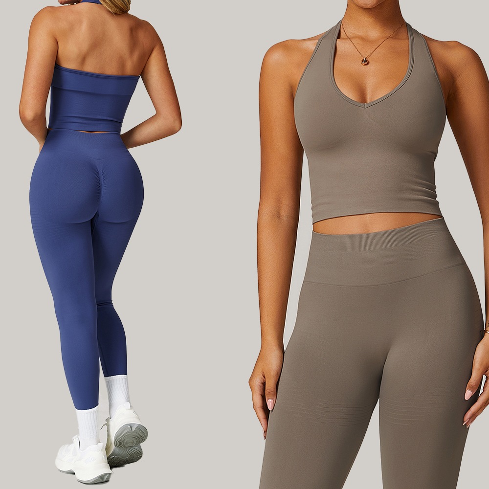 Women Breathable Halter Yoga Vest Women's Seamless Tight Yoga Top Outdoor Fitness Sports Underwear