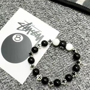 กำไลข้อมือลูกปัดวินเทจ<span class=keywords><strong>8</strong></span>เม็ดงานแฮนด์เมดดีไซน์ใหม่สร้อยข้อมือลูกปัดไขว้สีดำสีขาวสำหรับผู้ชายเครื่องประดับสไตล์พังก์สำหรับวันครบรอบ - Product Image 6