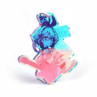 Vograce vente en gros personnalisé imprimé acrylique breloques porte-clés dessin animé Anime feuille froide estampage holographique arc-en-ciel acrylique porte-clés